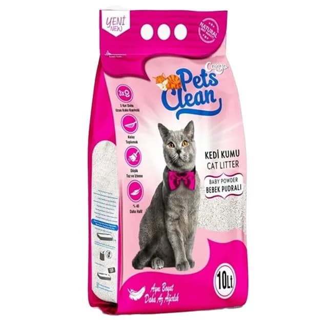 Pets Clean Bebek Pudralı Kedi Kumu 10 L